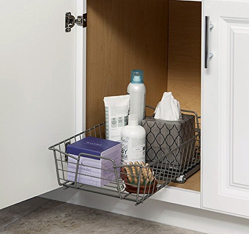 Closetmaid 11 In. Pull Out Cabinet Organizer, Heavy Duty, Slide Out Pantry Shelves Drawers For Kitchen, Bathroom, Nickel
