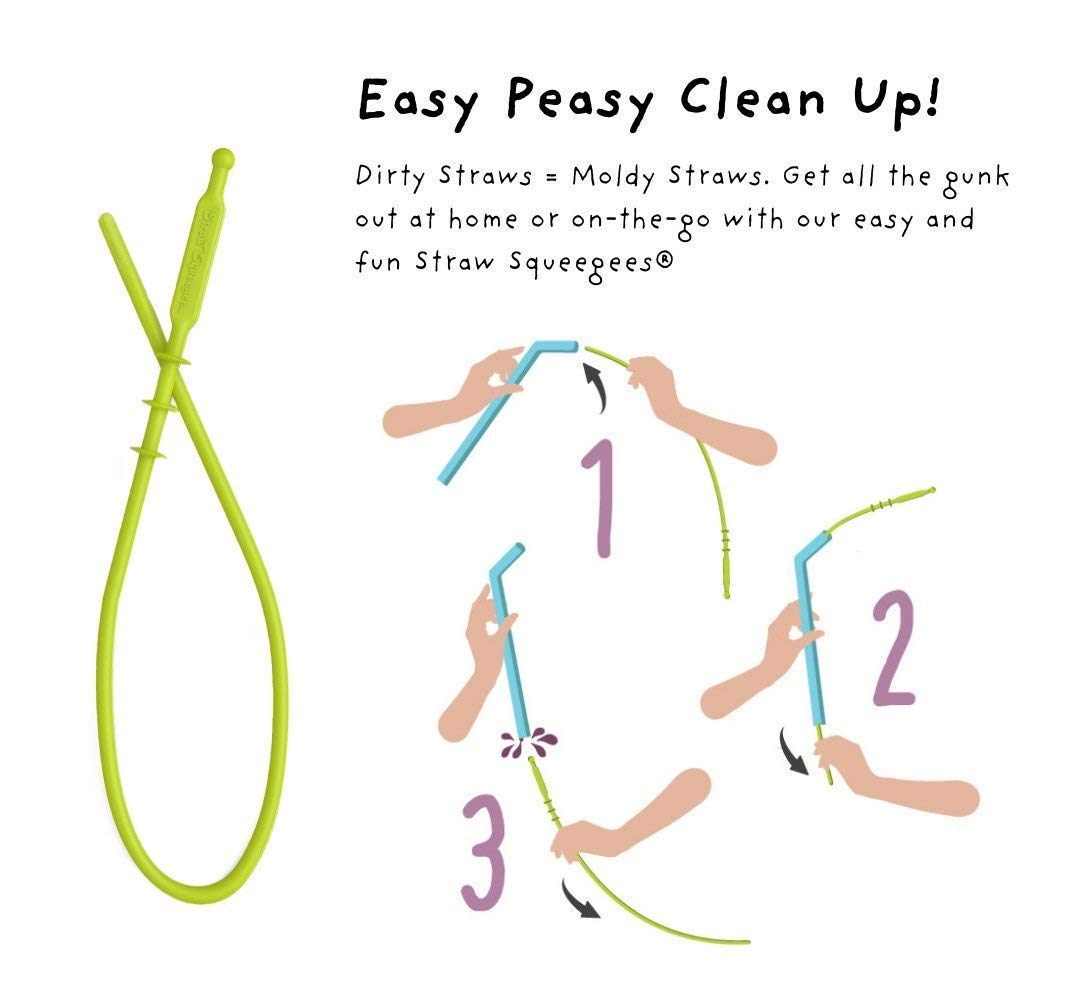 Premium Reusable Silicone Drinking Straws + Patented Straw Squeegee - 9    Long With Curved Bend For 20/30/32Oz Tumblers - Neutr