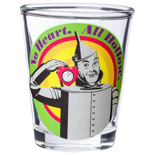Silver Buffalo Wizard Of Oz Featuring Dorothy Gale, Cowardly Lion, Scarecrow, And The Tin Man 4 Pack Mini Glass Set, 1.5 Ounces