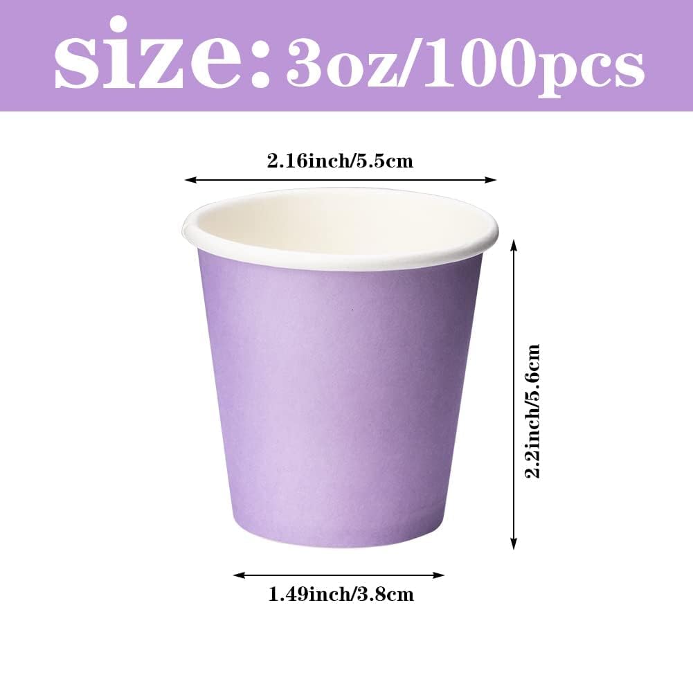 Huaiid 3 Oz 100 Packs Small Disposable Bathroom Mouthwash Cups Bathroom Paper Cups Espresso Paper Cups Pink Paper Hot Cups for Snack Bathroom Espresso Perfect for Home Condos Rvs Campers(Purple)
