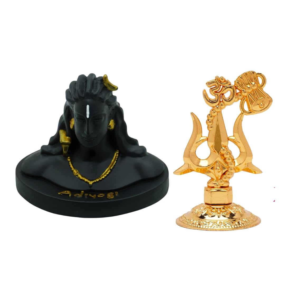 Vama Shiv Ji Car Dashboard Combo  Siddh Adiyogi Shiv Ji Idol & Siddh Mahadev Trishul | Shiva Idol For Car Dashboard | Adiyogi S