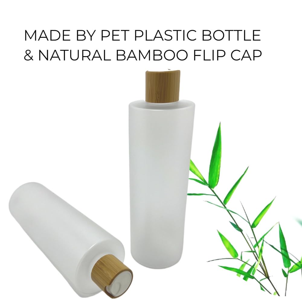 Beeco Gif2U Empty Cosmetic Bottles 16Oz/500Ml 2 Pack With Bamboo Disc Top Flip Cap For Shampoo Lotion Liquid Soap,Cream,Refilabl