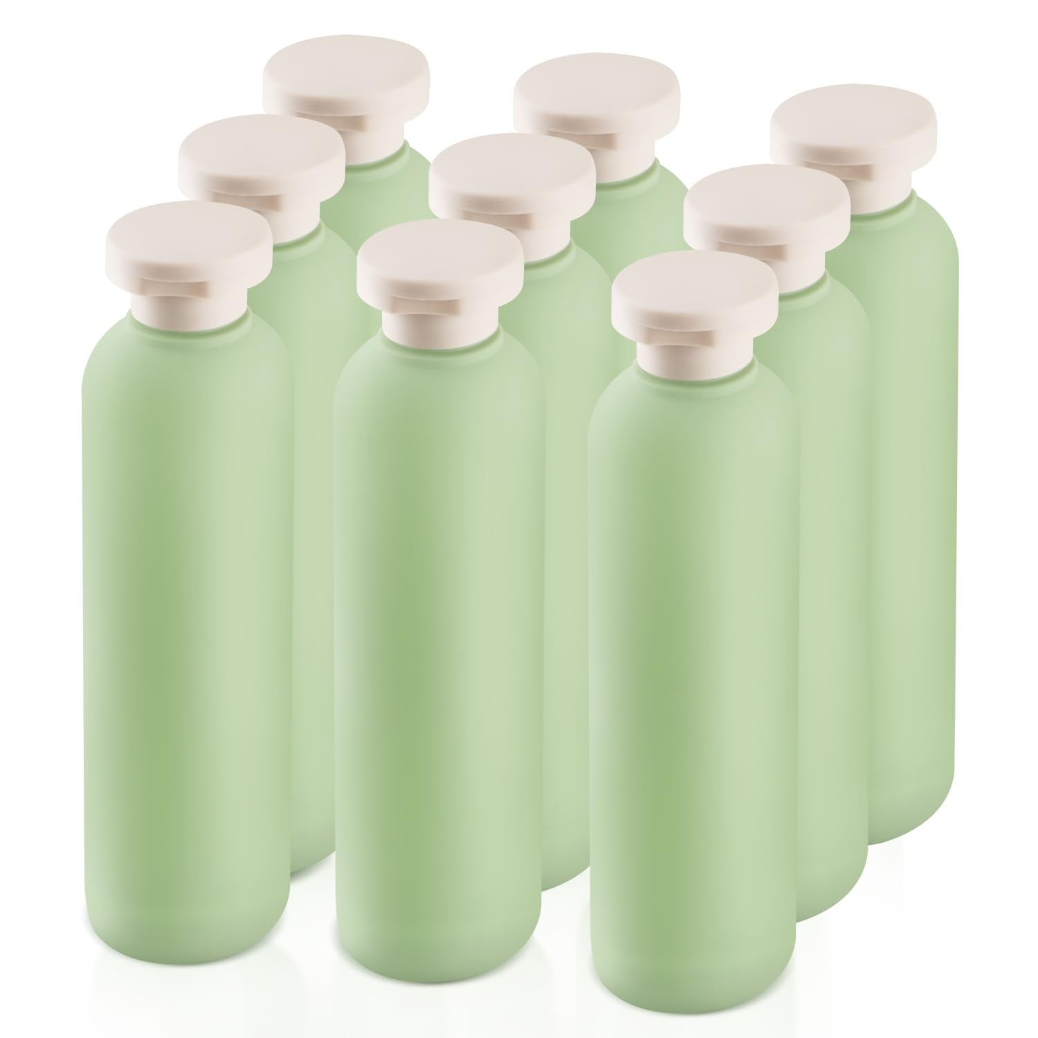 USRommaner 8.8 oz/260ml Plastic Travel Shampoo Bottle,9 Pack Green Empty Refillable Squeeze Bottles with Flip Cap,Lotion Contain