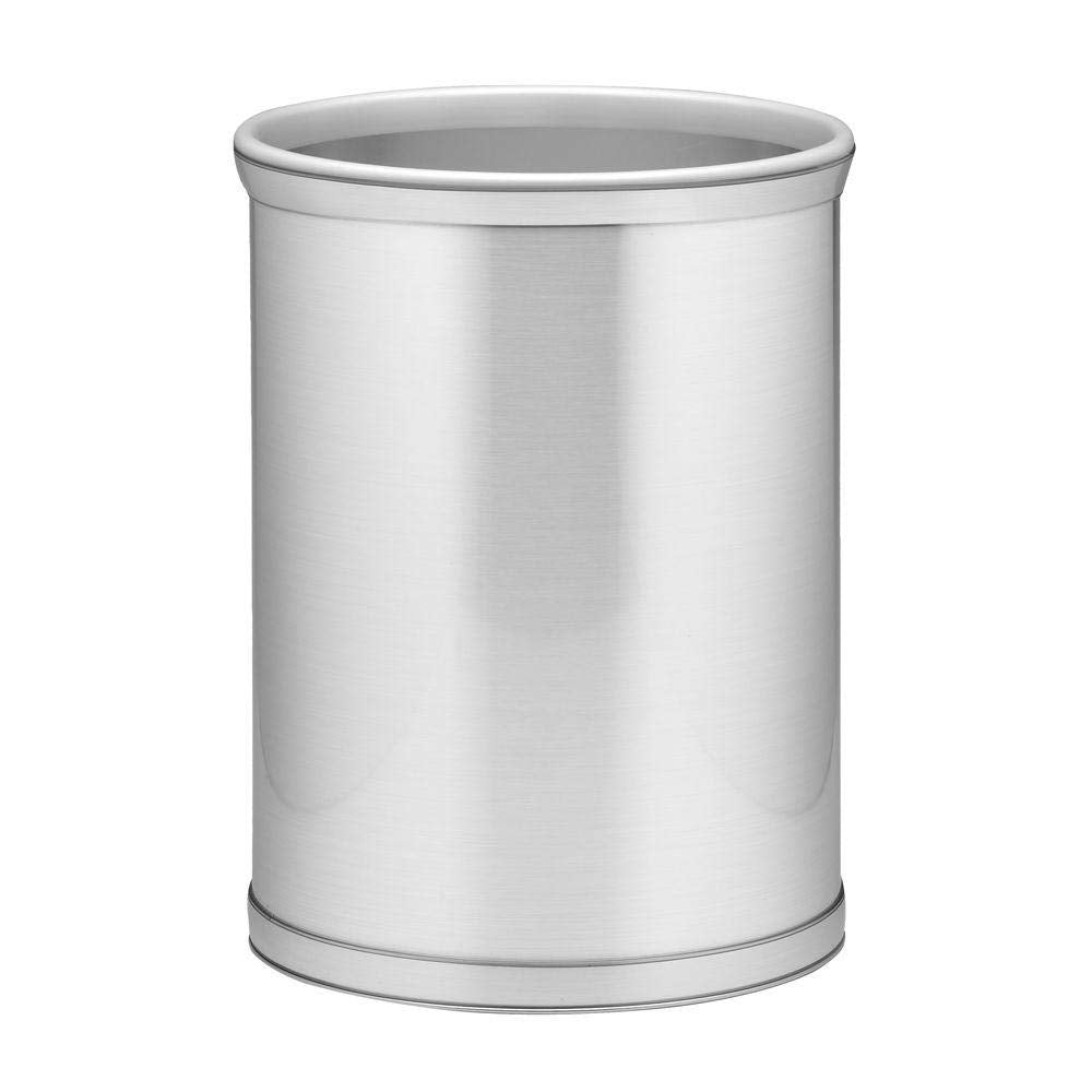 Mylar Brushed Chrome 14 Inches Oval Waste Basket