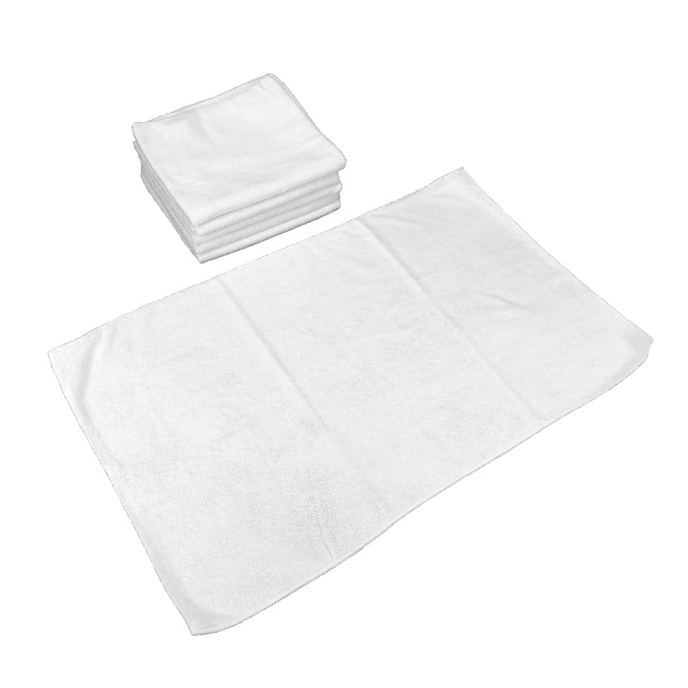 Arkwright Microfiber Gym Towel - (Pack of 12) Soft Lightweight Quick Dry Hotel Quality Hand Towels  300 GSM  Sweat Absorbent  Perfect for Workout  Yoga  Spa  Bathroom  16 x 27 in  White