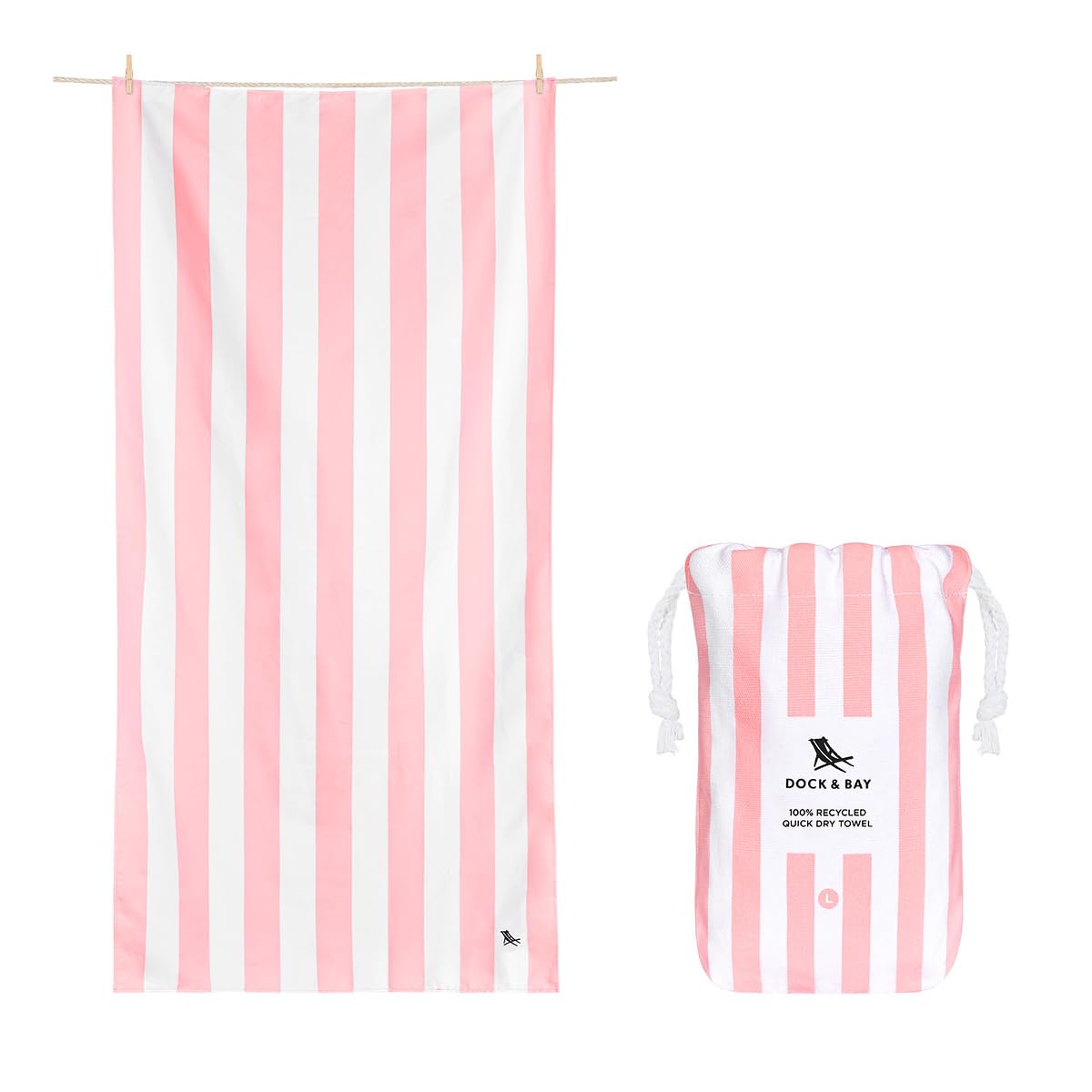 Dock & Bay Beach Towel - Quick Dry, Sand Free - Compact, Lightweight - 100% Recycled - Includes Bag - Set Of 4 - Cabana Classics