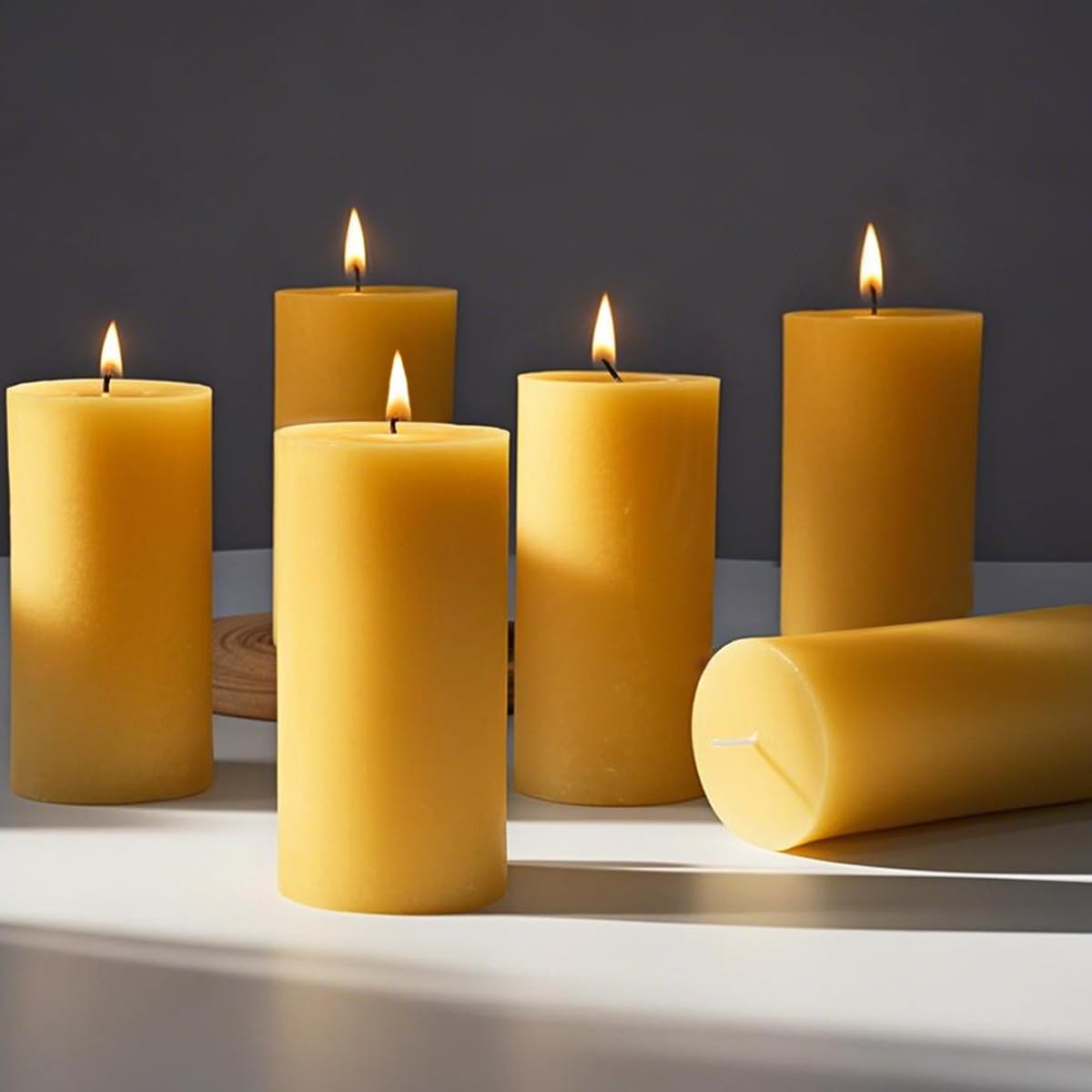 6 Packs Natural Beeswax Candles, 100% Pure Beeswax Pillar Candles for Emergency Prayer Home Decor, Bees Wax Candle for Relax, Sm