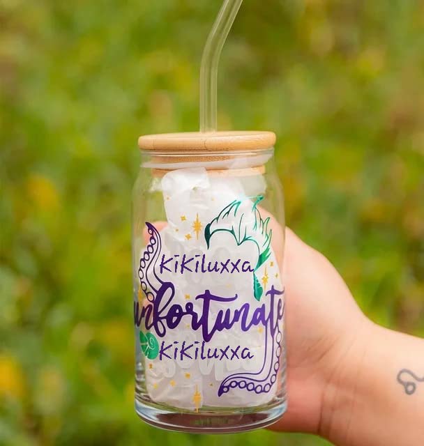 KiKiluxxa Round Glass Tumbler Can with Straw and Lid - 540ml - Pack of 4 - Glass Sipper with Straw for Fruit Juice Milk Mug