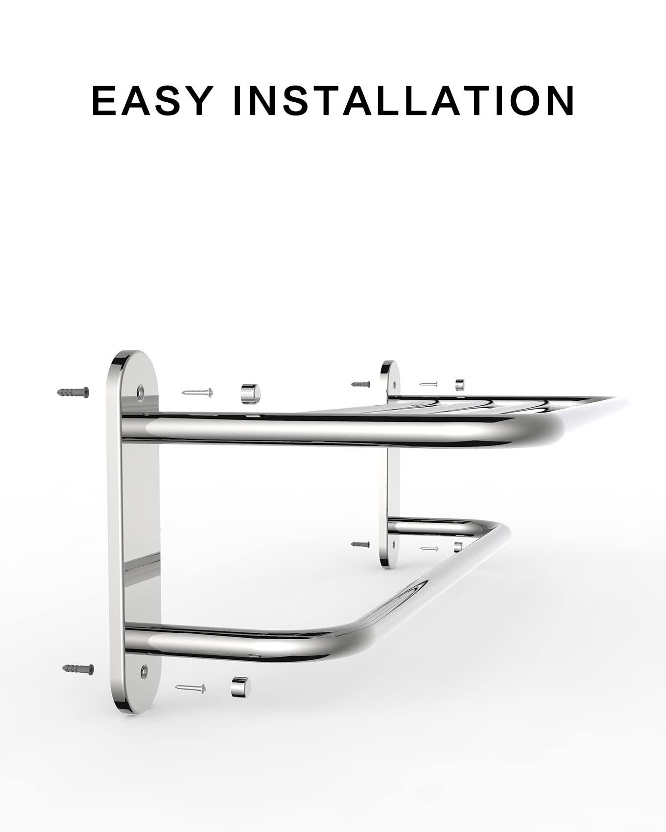 Fixsen 24 Inch Bathroom Towel Rack Towel Bar Towel Shelf Chrome Stainless Steel And Zinc Alloy Wall Mount 1Pc For House Lavatory