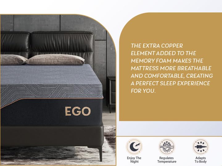 Dyonery California King 14 Inch Memory Foam Mattress In A Box, Jacquard Fabric Cover, Made In Usa, Certipur-Us Certified, Copper