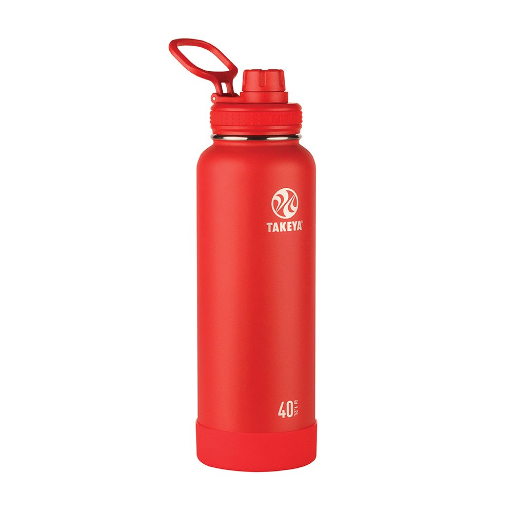 Takeya Actives Insulated Stainless Steel Water Bottle With Spout Lid, 40 Ounce, Watermelon