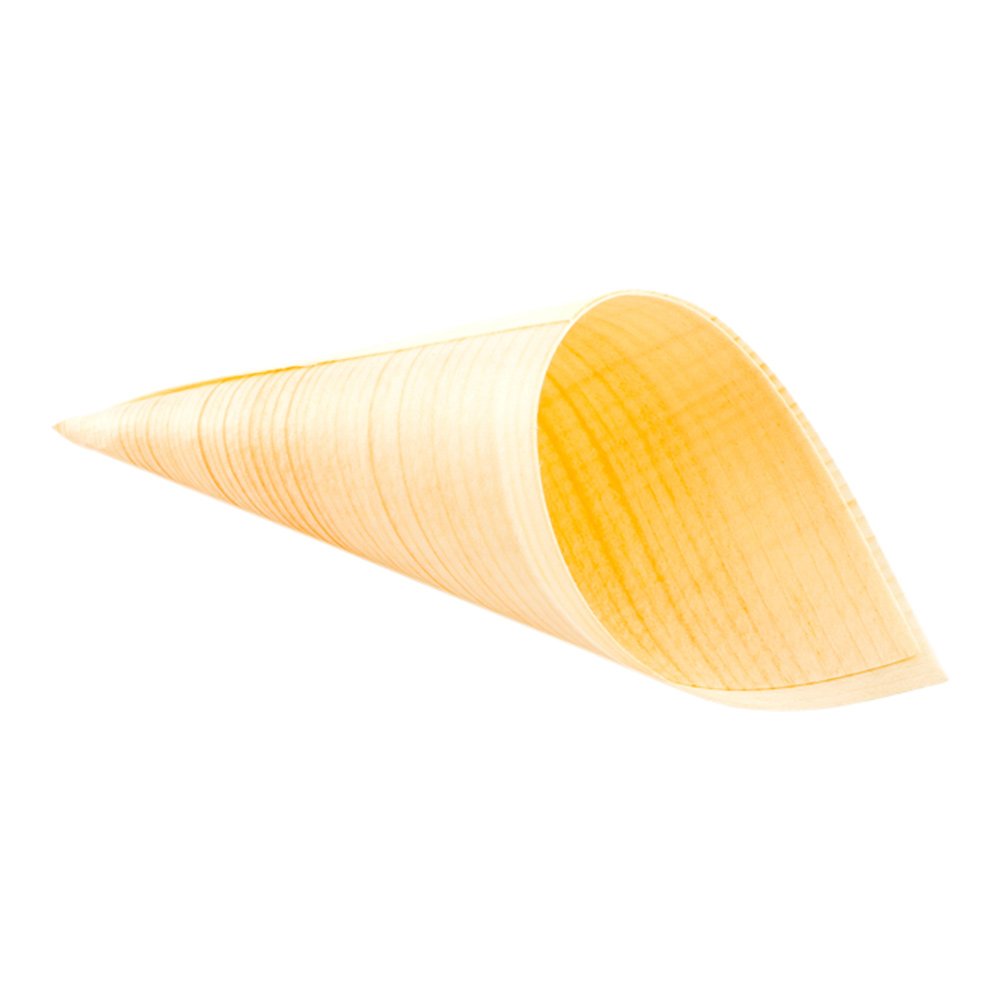 Restaurantware 3-In Pinewood Serving And Tasting Cone: Perfect For Appetizers And Finger Foods At Home Parties Or Catering Event