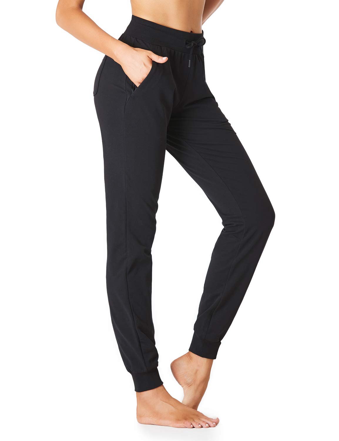 Sevego Lightweight Womens 30 Tall Inseam Cotton Soft Jogger With Zipper Pockets Cargo Pants Black Small
