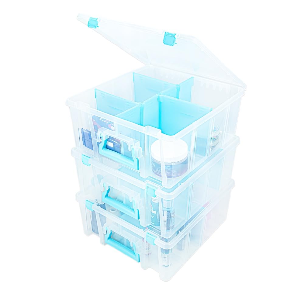 ArtBin 6990RH-AMZ Super Satchel Double Deep Compartment Box - Art Storage with 8 Removable Compartments, Smart Closure for Craft