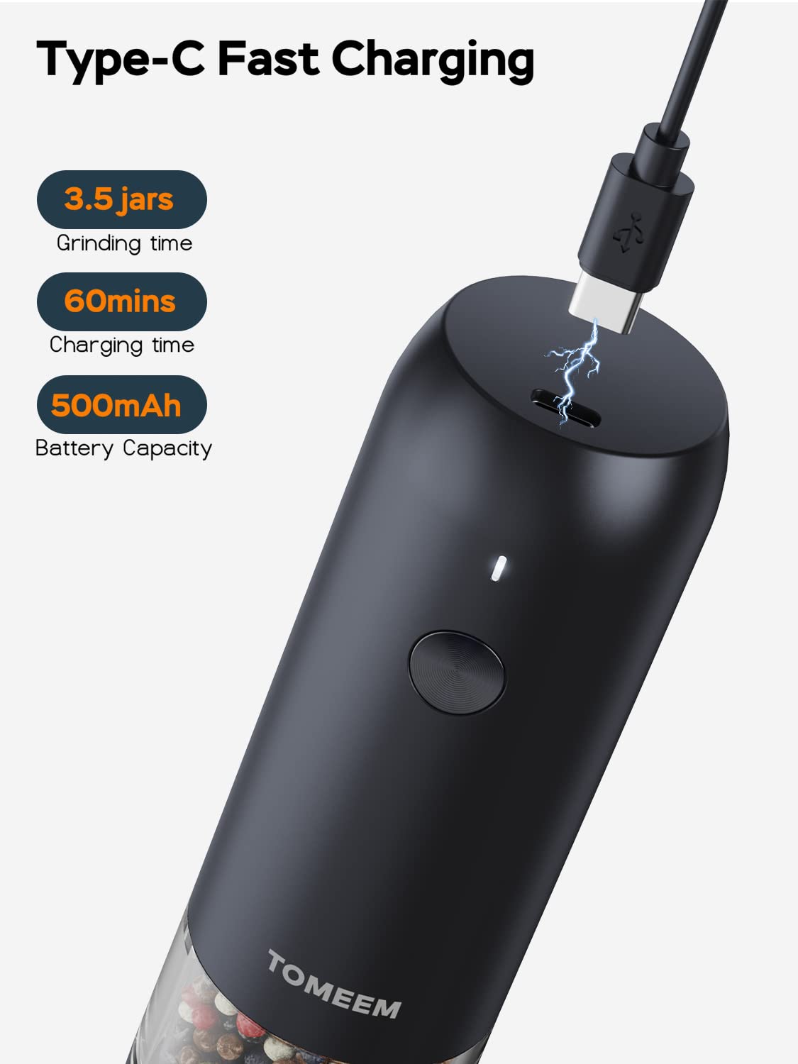 [Upgraded Larger Capacity] Electric Salt And Pepper Grinder Set Rechargeable With Led Lights - Stainless Steel Automatic Pepper