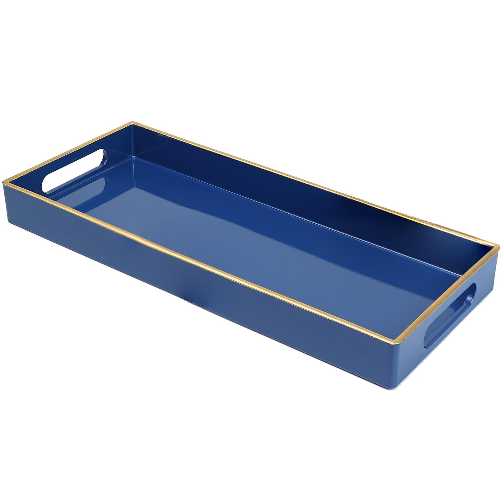 Leemxiiny Blue Bathroom Vanity Tray for Countertop, Small Plastic Toilet Tank Versatile Storage & Organization Tray for Makeup, 