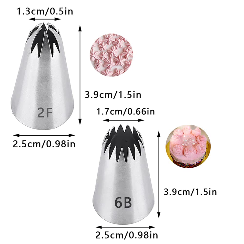 Large Icing Piping Tips Set For Cake Decorating,6 Decorating Tips Stainless Steel Pastry Tips,Flower Frosting Tips Nozzles,#1M 2