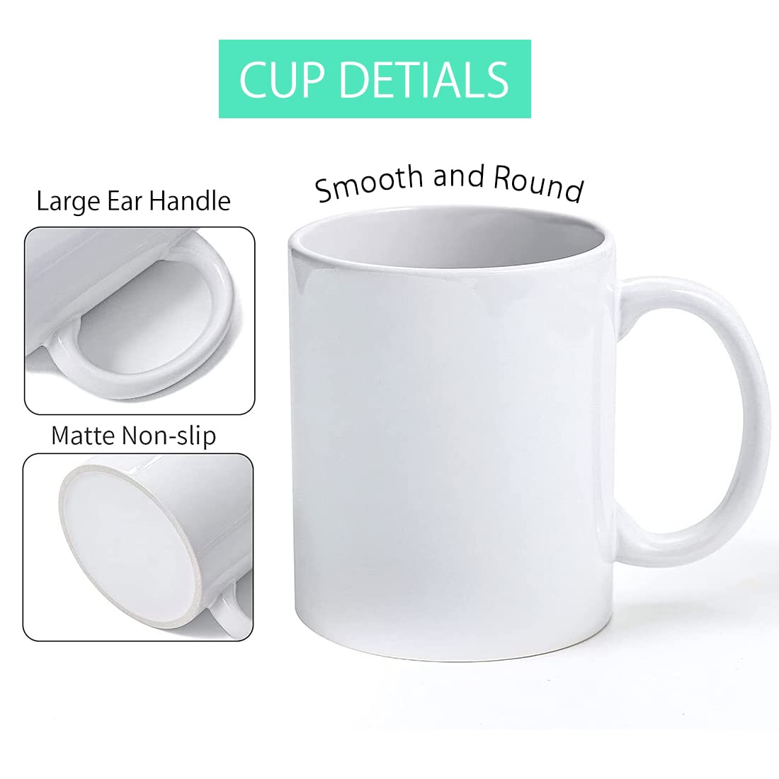Signzworld Sublimation Mugs, Sublimation Mugs Blank 11Oz For Vinyl, Sublimation Coffee Mugs Ceramic Coffee Mug With Large Handle
