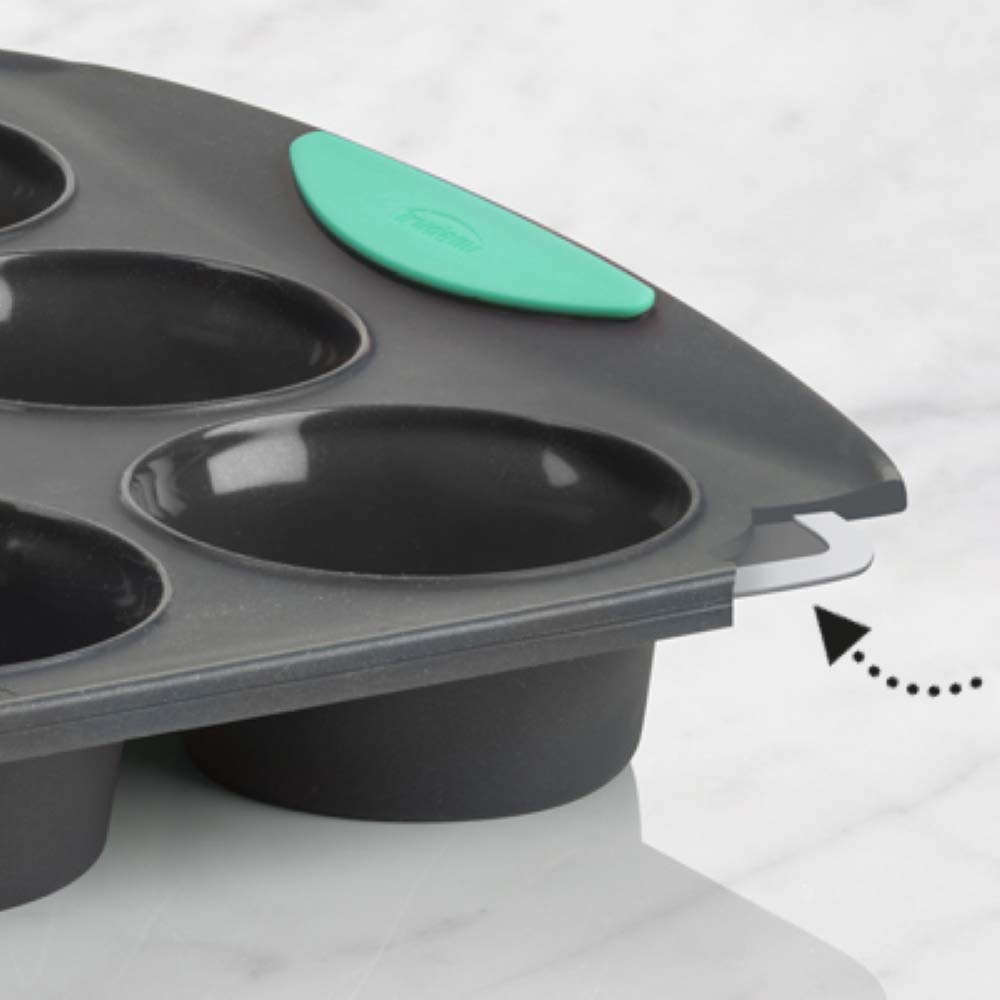 Trudeau Structured Silicone Muffin Pan, 12 Cup, Grey/Mint