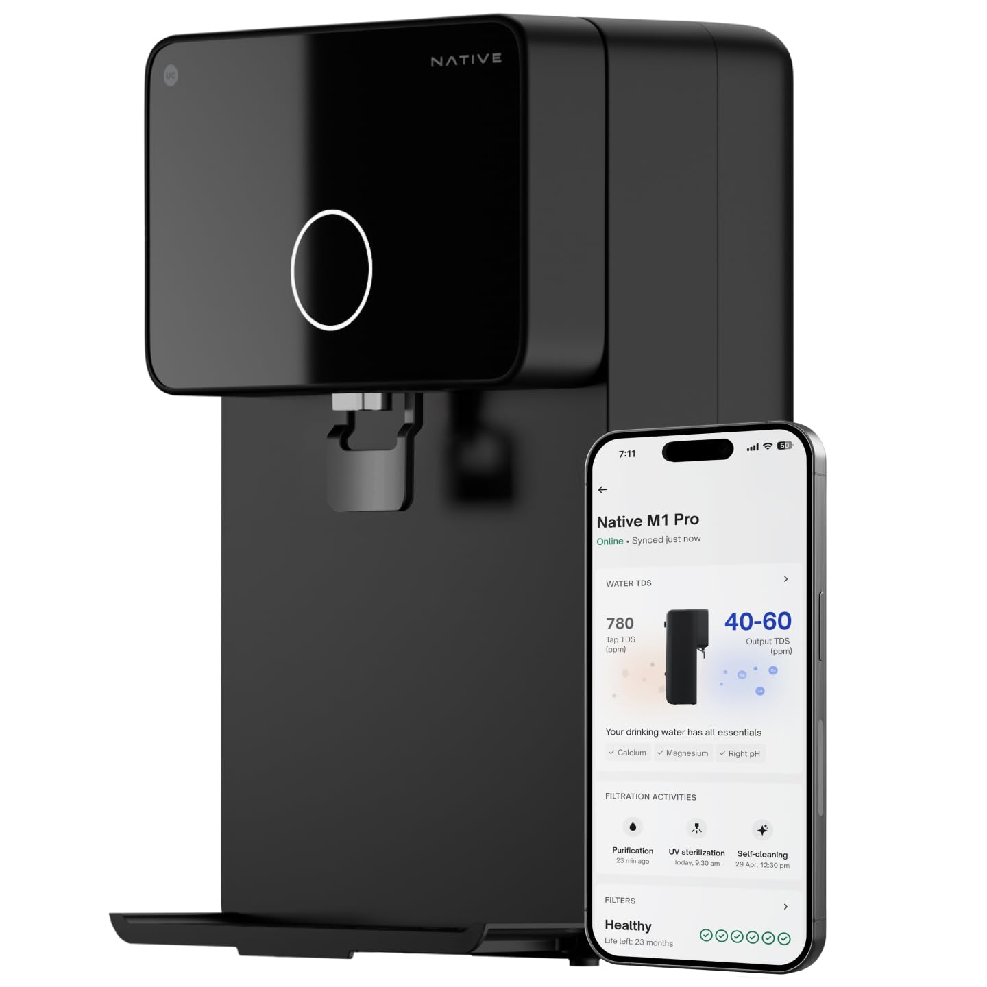 Native M1 Pro Water Purifier By Urban Company | Smart RealTime Tracking | 10Stage Ro+Uv+Copper+Alkaline+Mineraliser | No Servi
