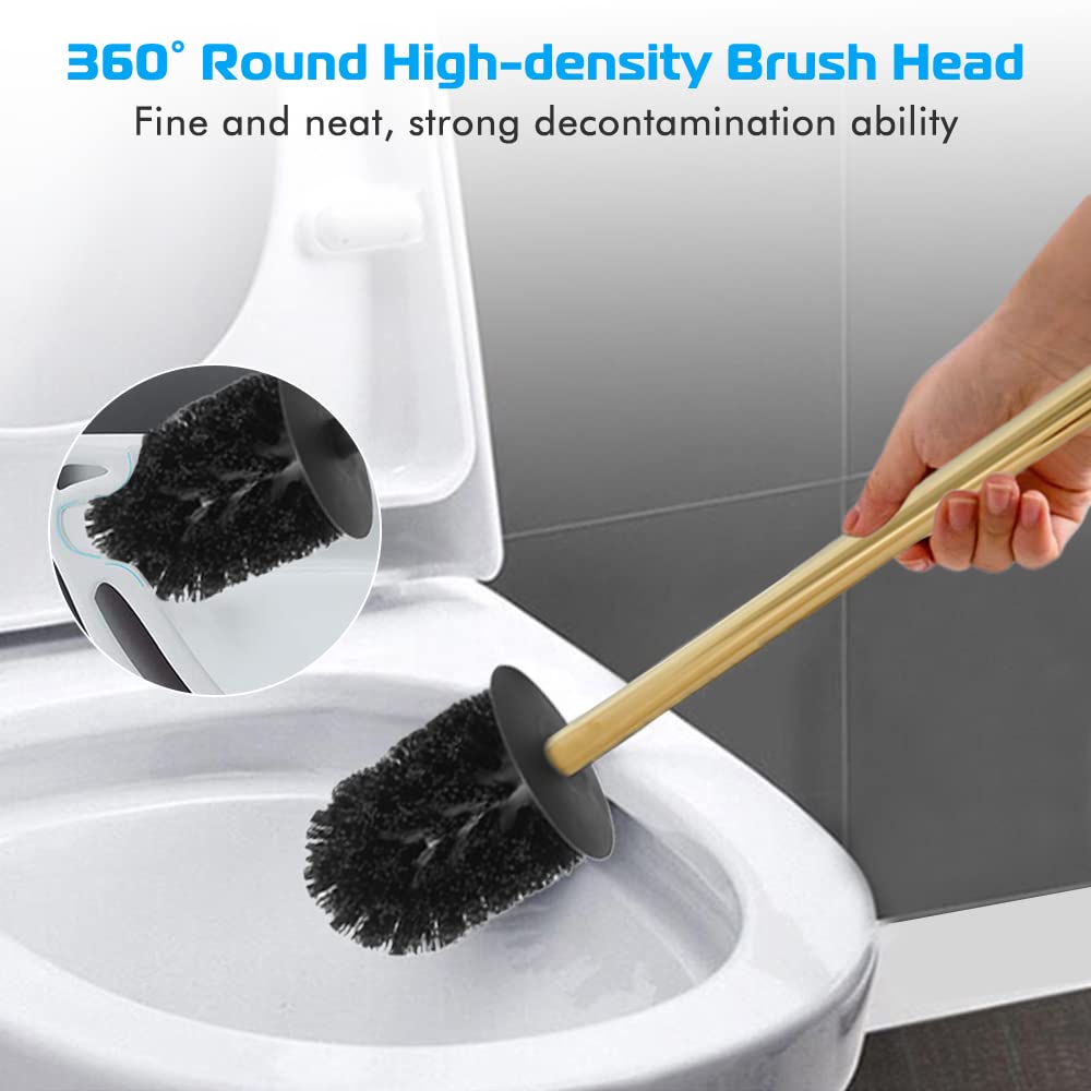Suntai Round Toilet Brush Holder Stainless Steel 304 Bathroom Accessory Standing For Bathroom, Gold