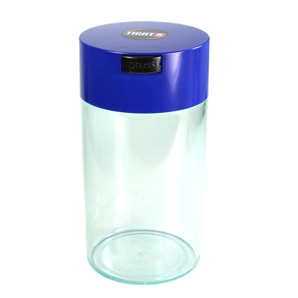 Tightvac 3 To 12 Oz Vacuum Sealed Storage Container, 1.3-Liter/1.1-Quart, Dark Blue Cap & Clear Body