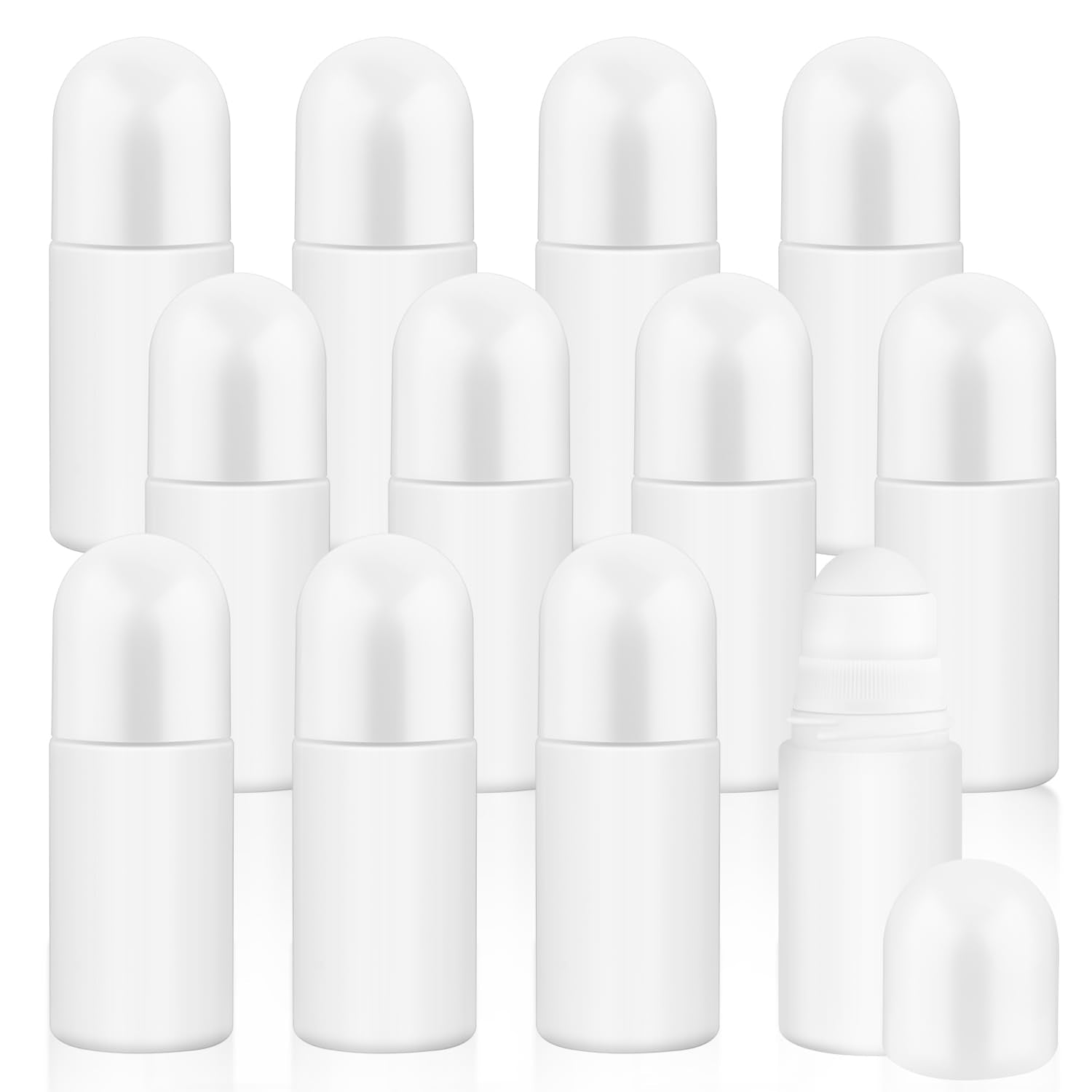 DynnnDy 12 Pcs 50ml/1.7oz Plastic Essential Oil Roller Bottles Empty White Roll On Deodorant Bottles Refillable Rollerball Bottl