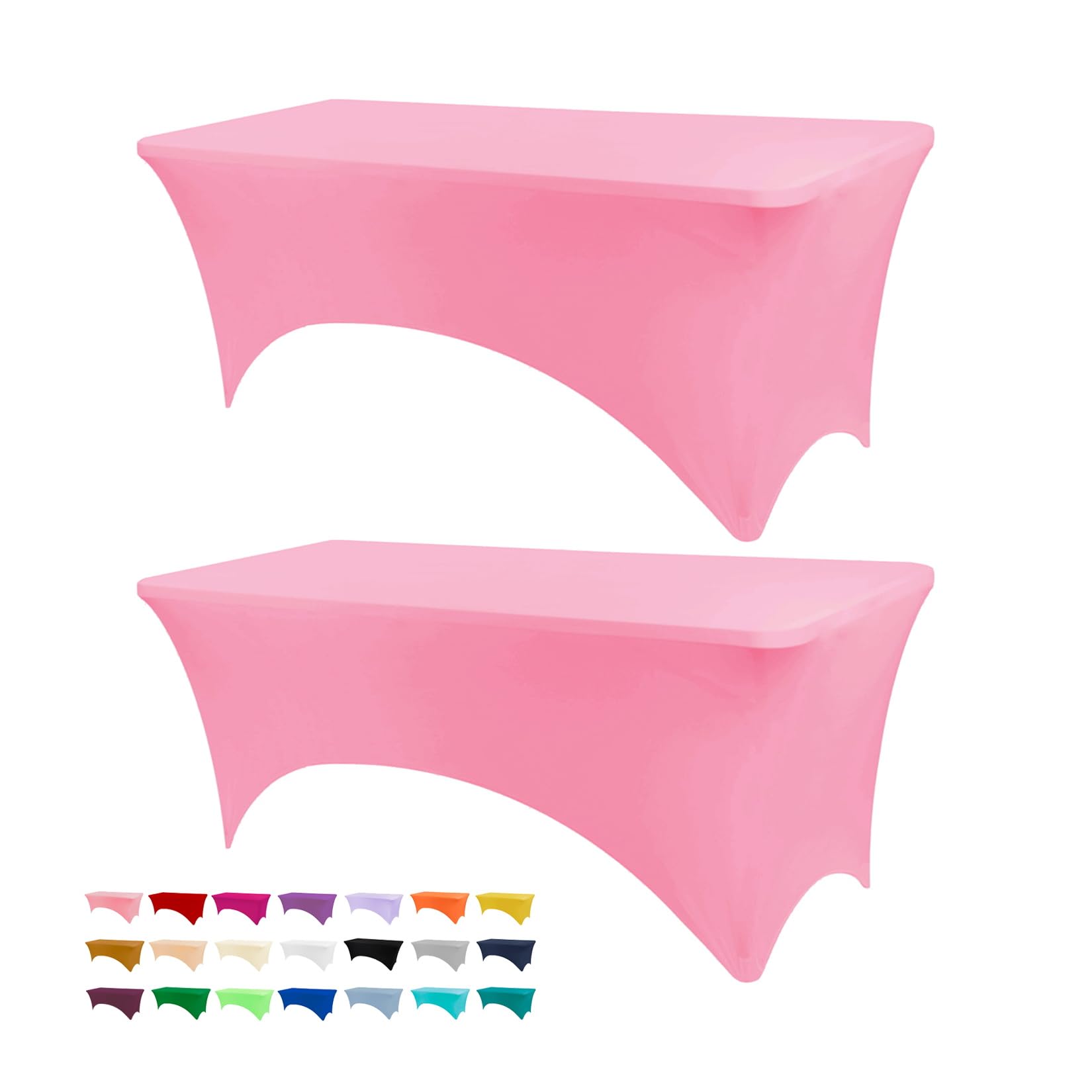 Bddc Table Covers For 6 Foot Tables 2 Pack, Spandex Table Covers 6Ft, Hot Pink Table Cloths Rectangle 6Ft For Events, Wedding, B