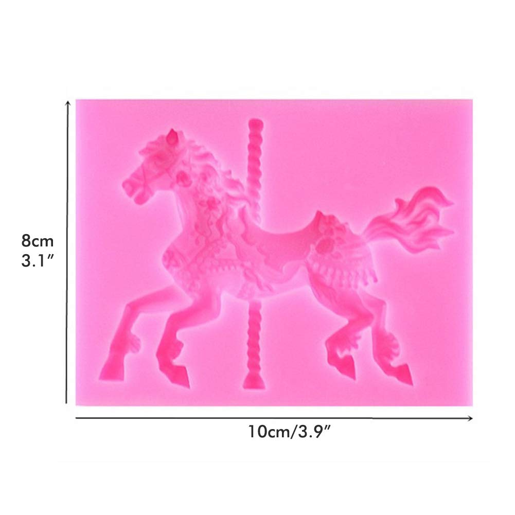 3D Carousel Horse, Silicone Fondant Cake, Cake Decorating For Carousel Cake Topper Decorations Chocolate