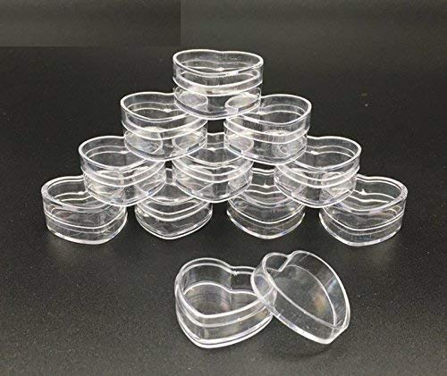48Pcs 4Ml 0.14Oz Mini Empty Clear Refillable Plastic Heart Shape Pot Jars Cosmetic Sample Containers With Lids Best For Nail Pow