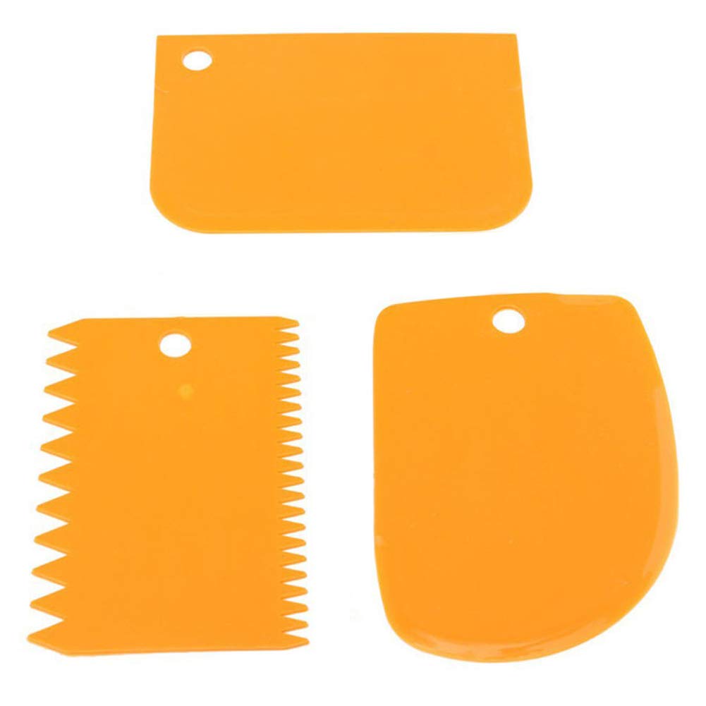 3 Pieces Dough Scraper Bowl Scraper Cake Scraper Plastic Dough Cutter Jagged Edges Scraper Curved Edge Scraper Flat Edge Scraper