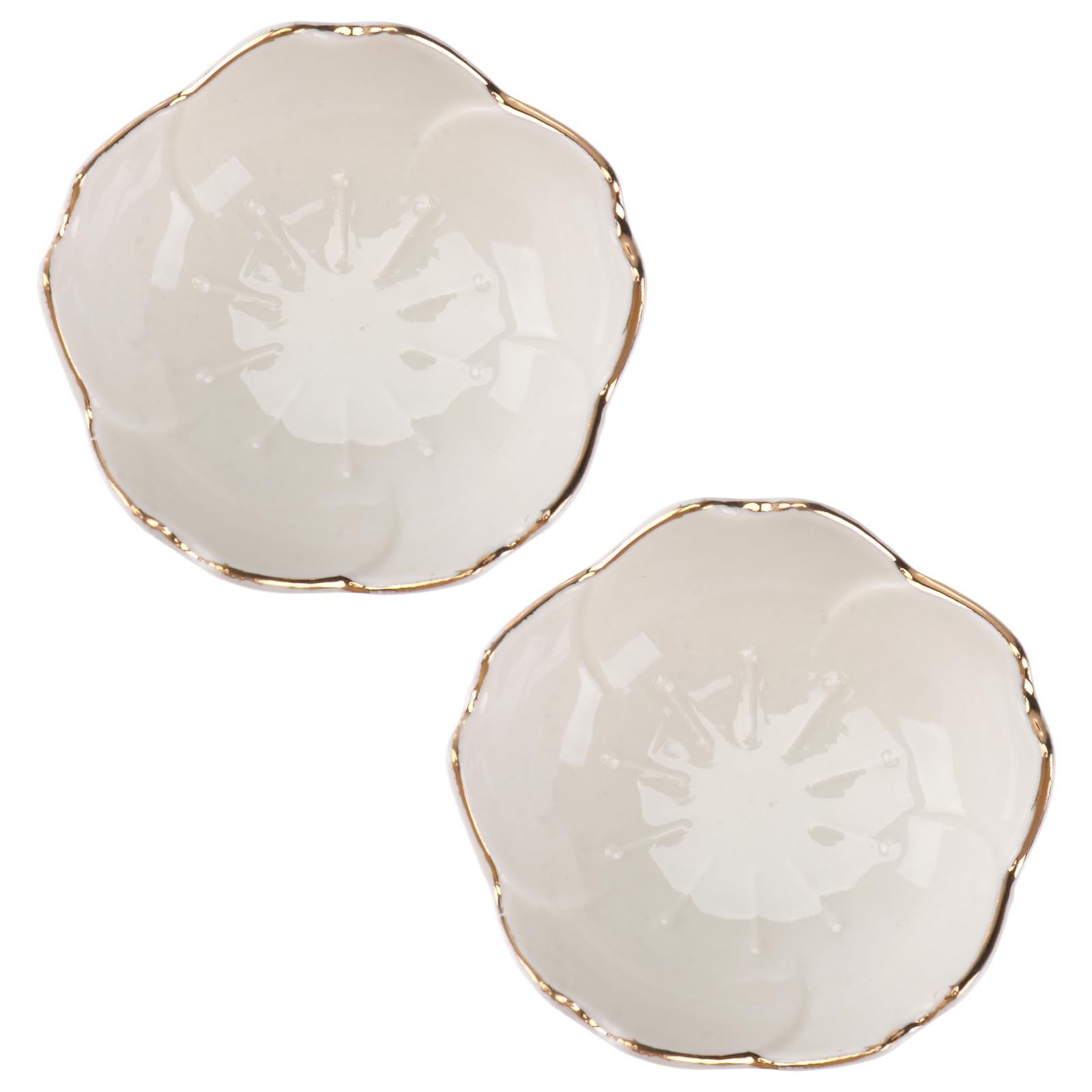 Doitool 2Pcs Ceramic Seasoning Dish Tea Bag Holders, Teaspoon Rest Ketchup Saucer Appetizer Plates Salad Soy Sushi Wasabi Season