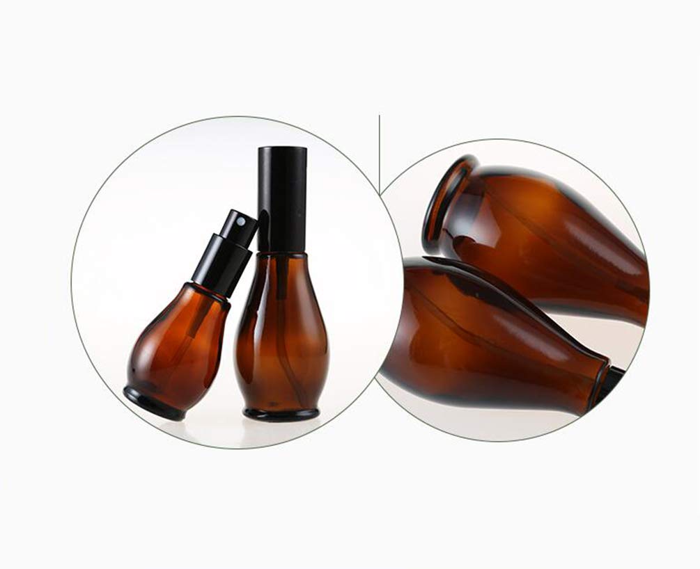 Upstore 3Pcs Empty Refillable Amber Glass Spray Bottle Jars With Black Cap Cosmetic Vials Sample Packing Storage Containers Fine