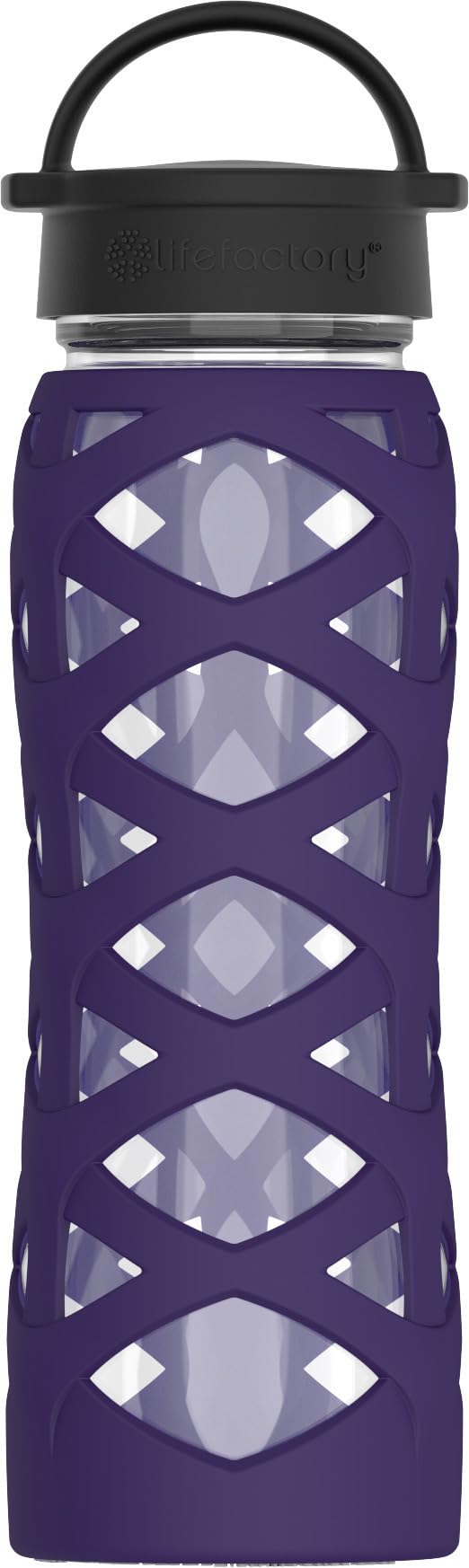 Lifefactory 22oz Glass Water Bottle with Classic Chug Cap, Aubergine