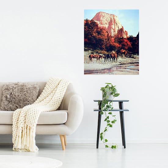 Western Cowboy Horses Bruce Cheever Mountain Wall Decor Art Print Poster (16x20)
