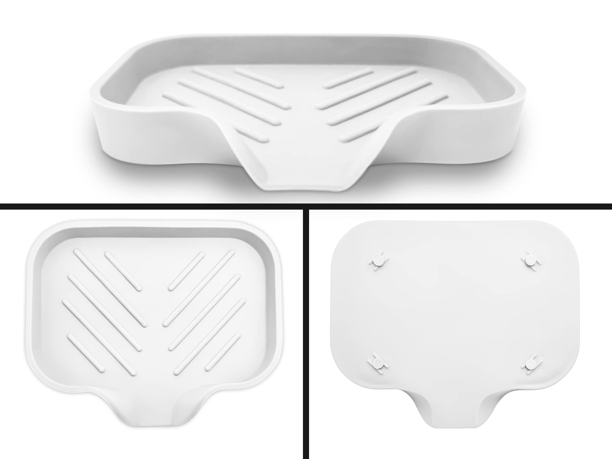 2 Pcs White Silicone Self Draining Rectangular Soap Dishes - Waterfall Soap Trays - Soap Dishes For Bar Soap - Soap Boxes - Soap