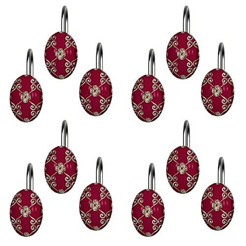Zahari Home 13Pc Elegant Rose Bathroom Shower Curtain Sets Elegant Shower Curtain & 12 Shower Curtain Rings Contemporary Decor B