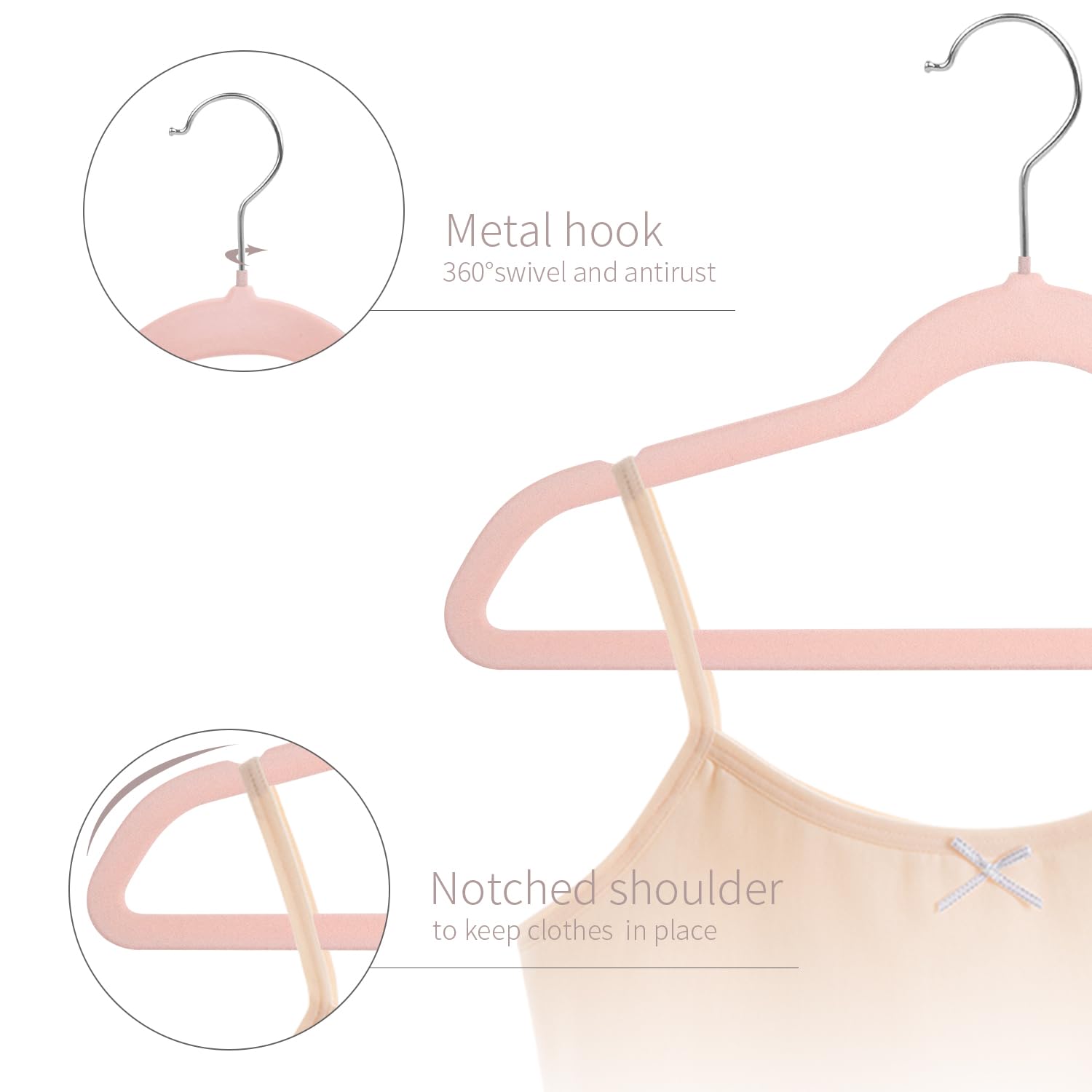 Mangotree 13.8 Inch Premium Kids Velvet Hangers, Ultra-Thin Children'S Clothes Hangers With 360 Swivel Hook, Non-Slip Felt Hange