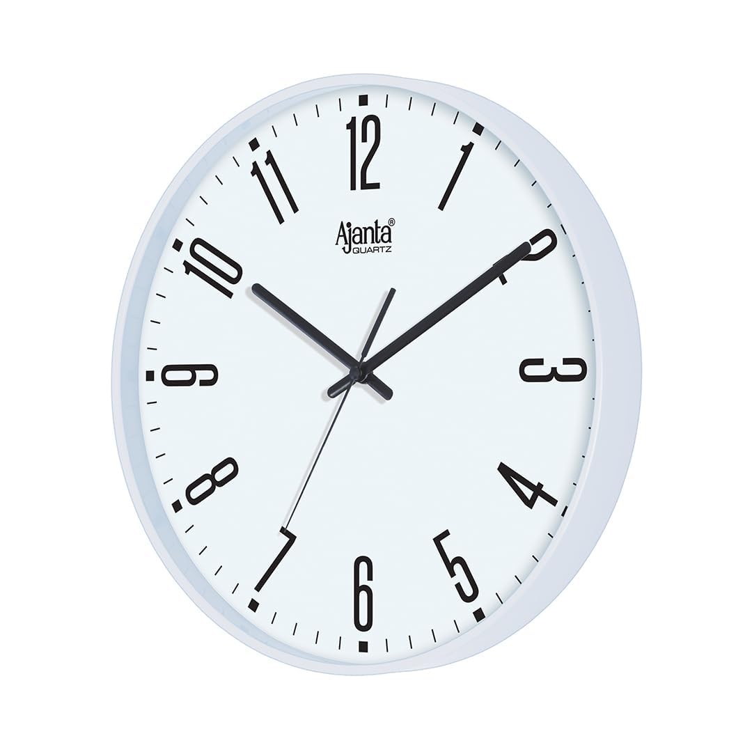Ajanta 11 Inches Step Movement Wall Clock For Home And Offices (White)
