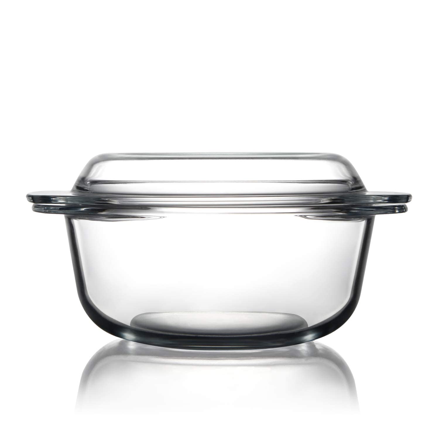 Round Glass Casserole Dish With Lid For Oven Covered Glass Casseroles Ovenware With Glass Lid, Glass Microwavable Bowls (1.5L)
