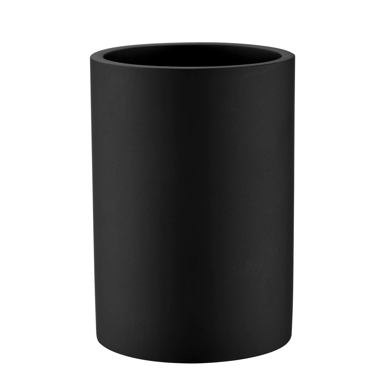 Jincrop Matte Black Bathroom Cup Resin Matte Black Tumbler Cup Round Bathroom Cylinder Makeup Brushes Cup Toothpaste Pens Holder