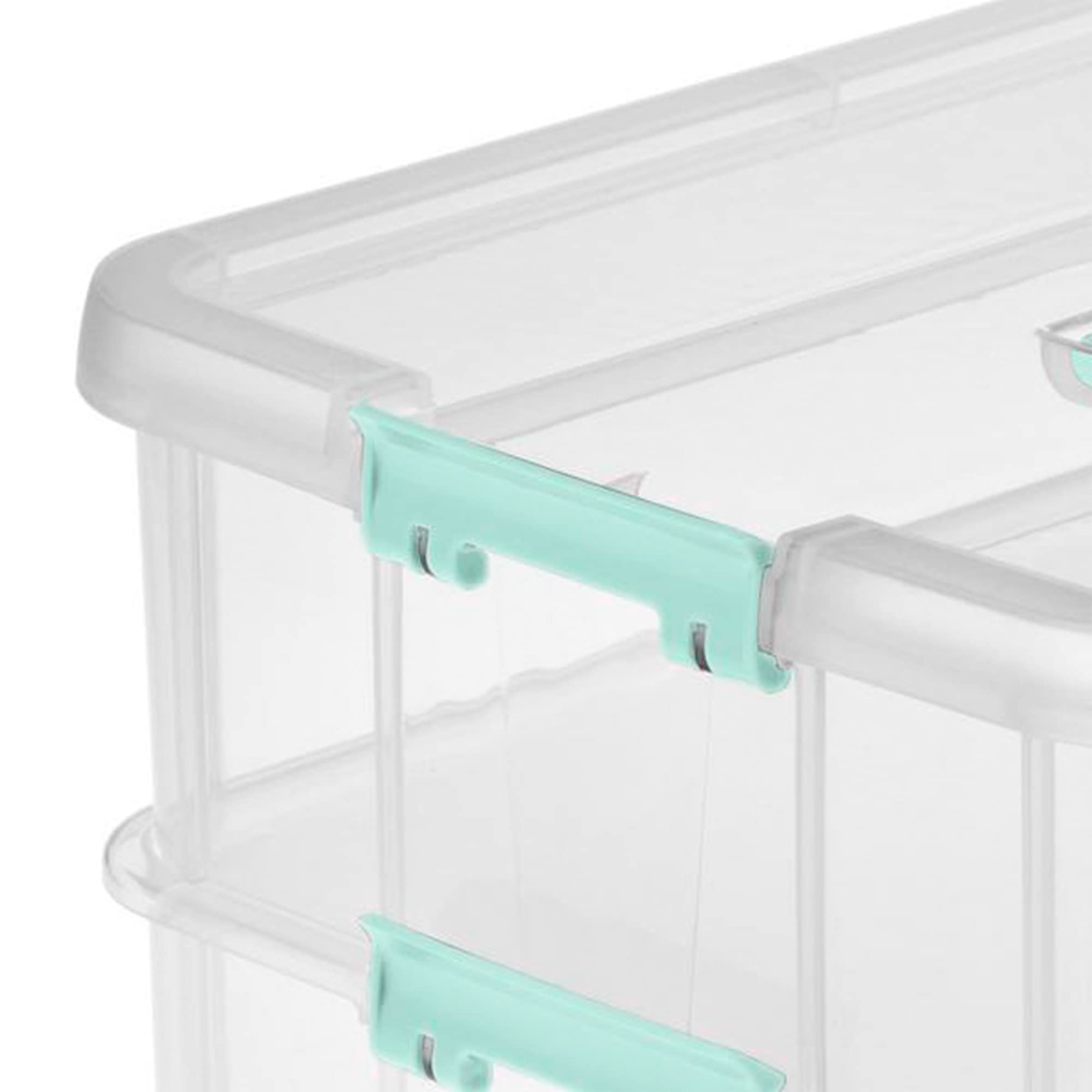 Sterilite 4-Pack Stack & Carry Organizer Box - Clear with Color Latches for Art, Craft & Office Storage, Model 14228604