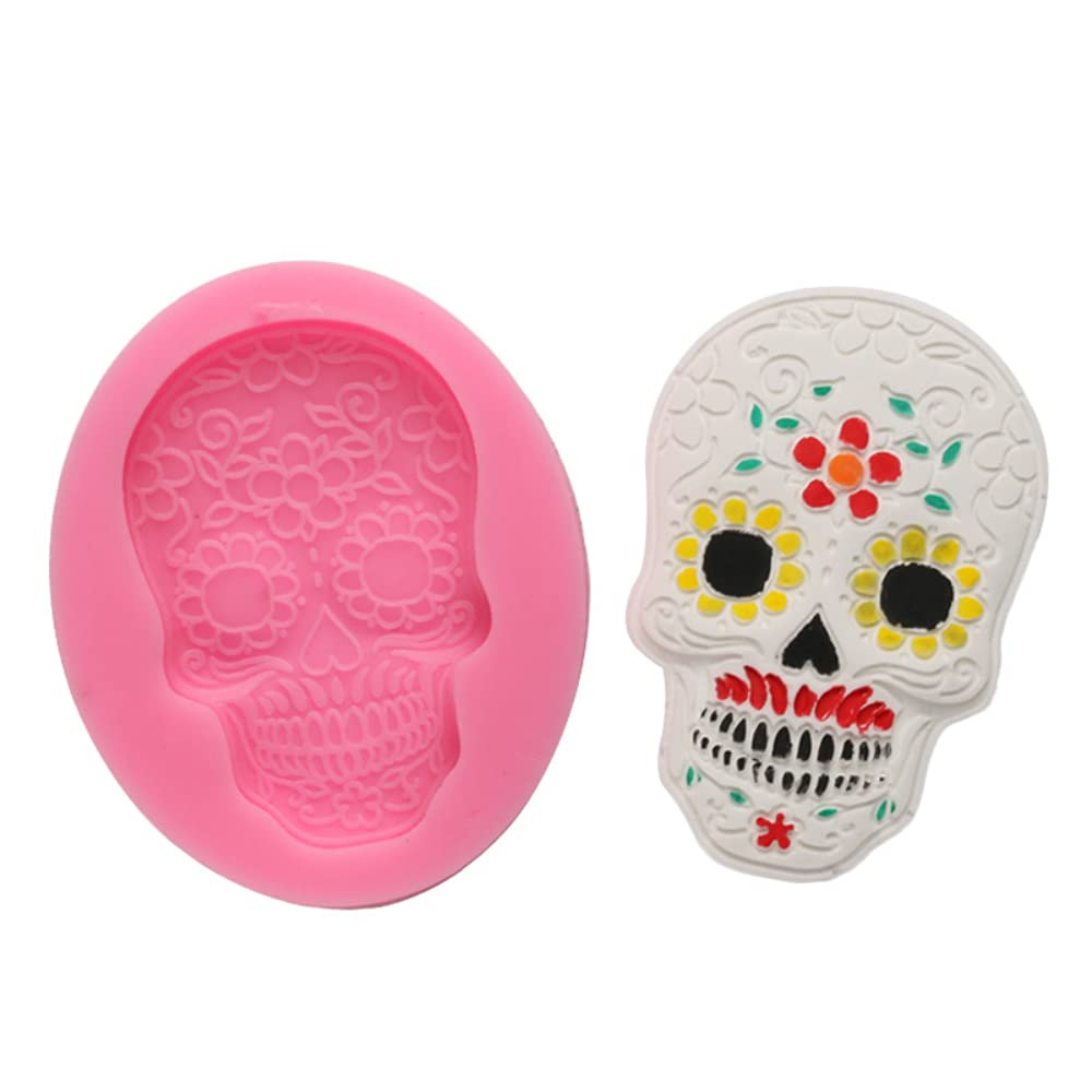 Cestony 4Pcs Halloween Skulls Silicone Molds , Chocolate Candy Fondant Mold Halloween Party For Sugar Craft Cake Decoration Ice