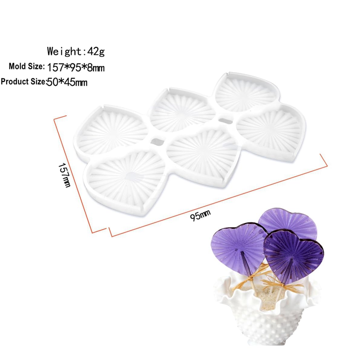 Mostsom Silicone Lollipop Molds Chocolate And Candy Molds Cake Mold Diy Diamond Love Heart Shapes Cake Pastry 2Pcs (D_ Diamond L