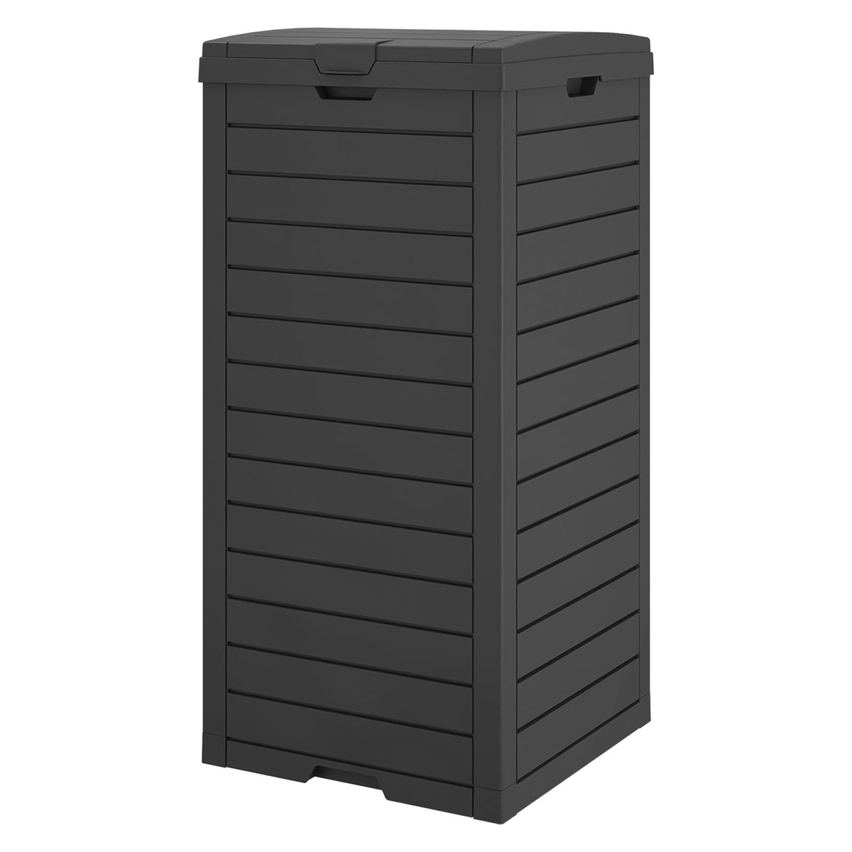 Lhbgo Outdoor Trash Can, 31 Gallon Garbage Can With Tiered Lid And Drip Tray, Waterproof Resin Outside Trash Bin For Patio, Back
