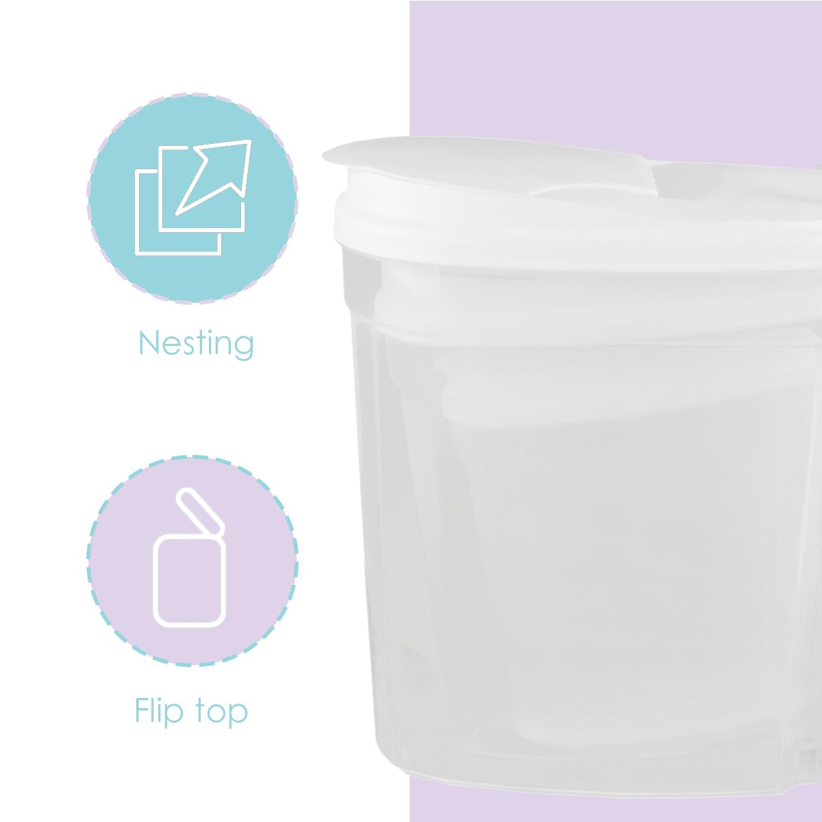 Home Basics 3-Piece Cereal Food Storage Container, White Lids