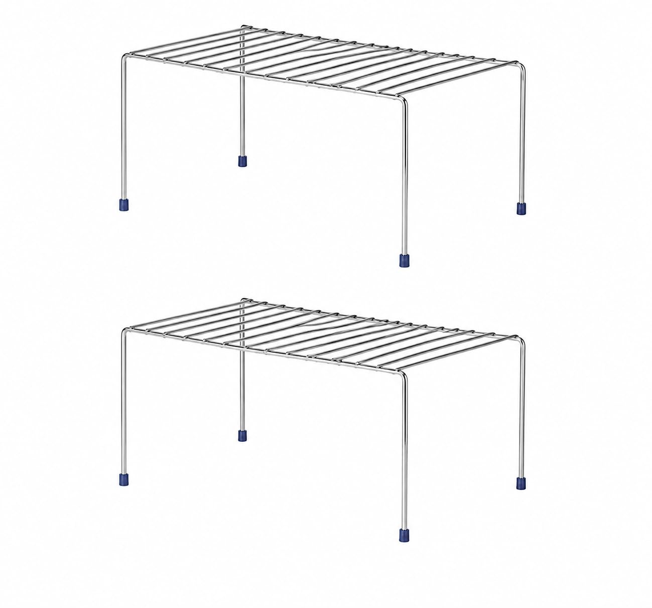 Marqo Heavy Duty Kitchen Cabinet Shelf Organizers Stackable Stainless Steel Cupboard Storage Racks For Pantry Plates And Spices 