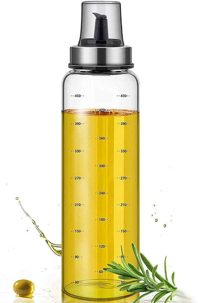 Baskety Glass Oil Dispenser Seasoning Bottle/Glass Oil Bottle Leakproof Oiler Tank Household Stainless Steel Condiment Dispenser