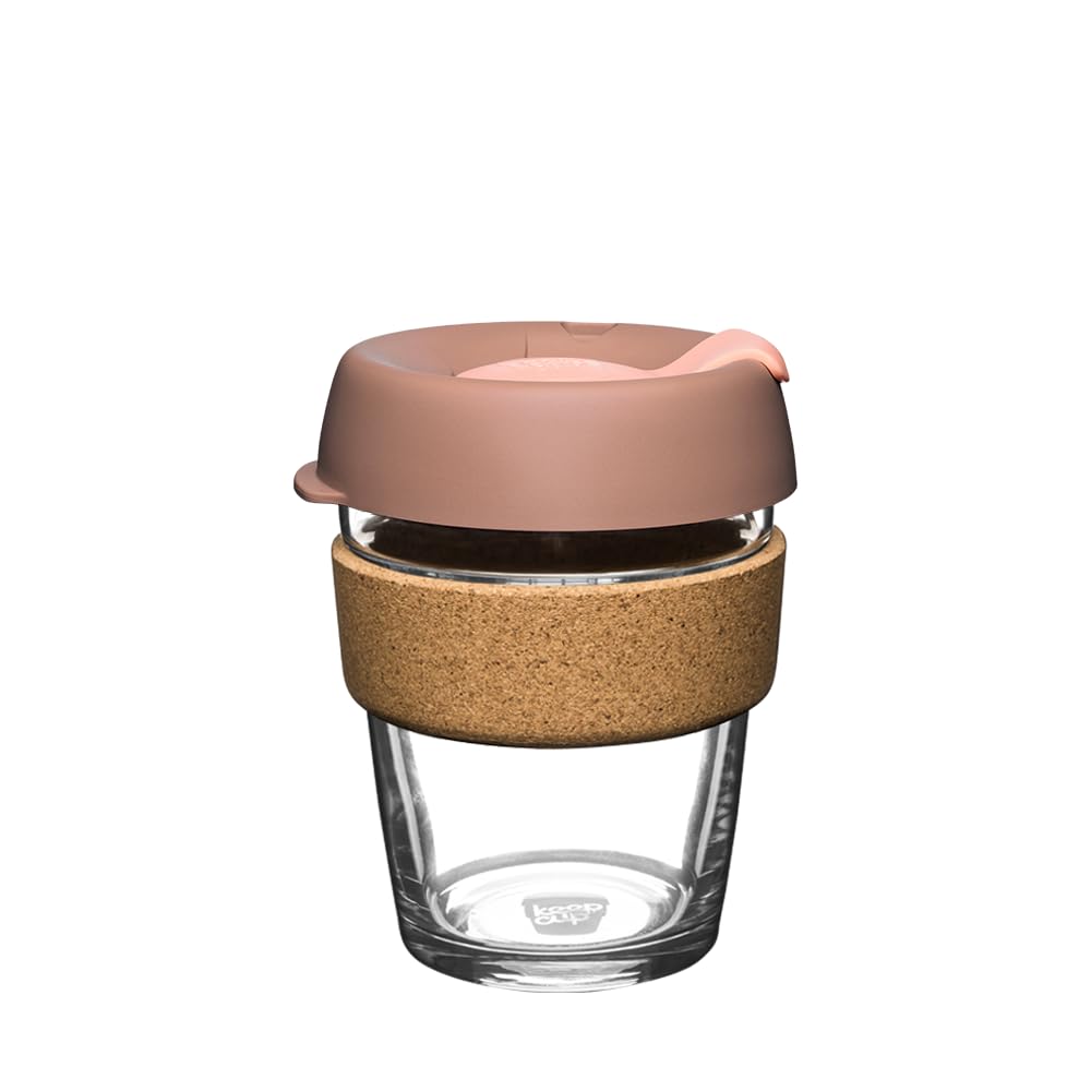 KeepCup Brew Cork, Reusable Glass Tumbler with Natural Cork, Tall Coffee Cup 12oz/340ml - Frappe