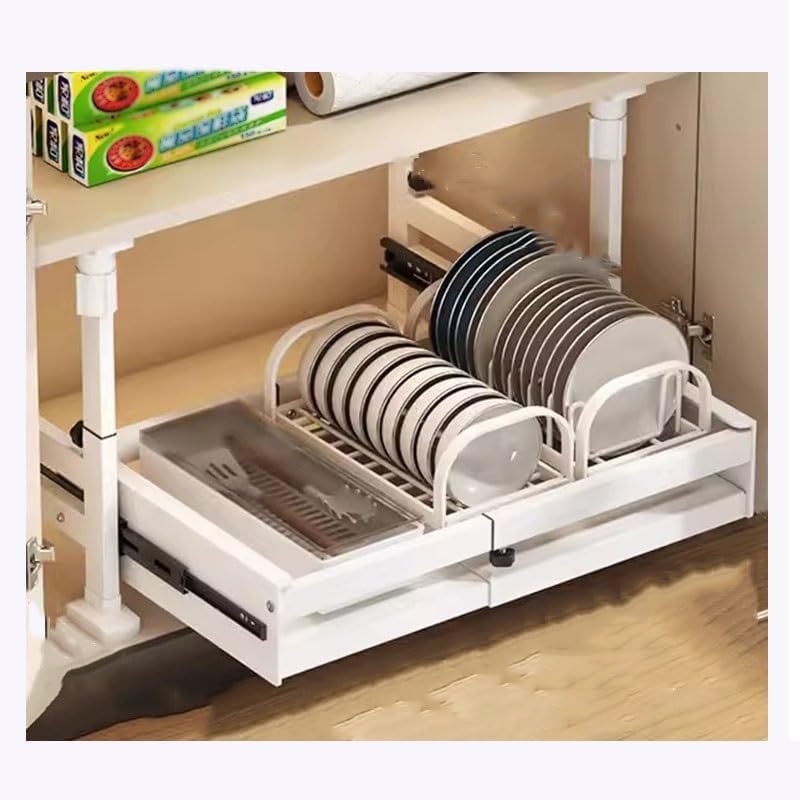 Krlz Individual Pull Out Cabinet Organizer,Slide Out Kitchen Cabinet Storage Sliding Shelves,Adjustable Height Metal Under Count